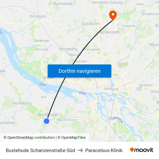 Buxtehude Schanzenstraße-Süd to Paracelsus-Klinik map