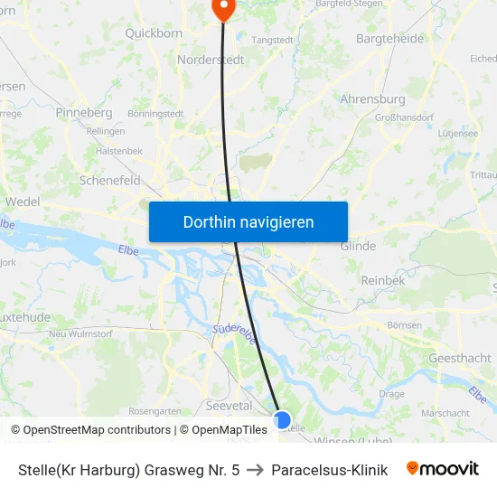 Stelle(Kr Harburg) Grasweg Nr. 5 to Paracelsus-Klinik map