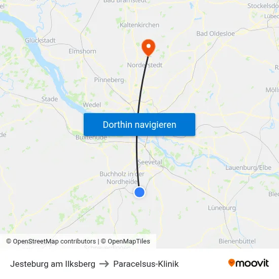 Jesteburg am Ilksberg to Paracelsus-Klinik map