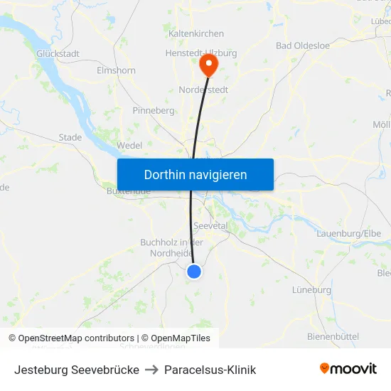Jesteburg Seevebrücke to Paracelsus-Klinik map