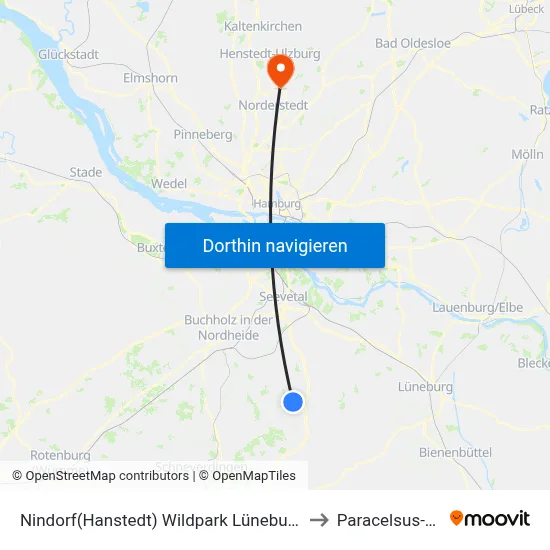 Nindorf(Hanstedt) Wildpark Lüneburger Heide to Paracelsus-Klinik map