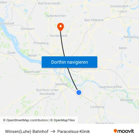 Winsen(Luhe) Bahnhof to Paracelsus-Klinik map
