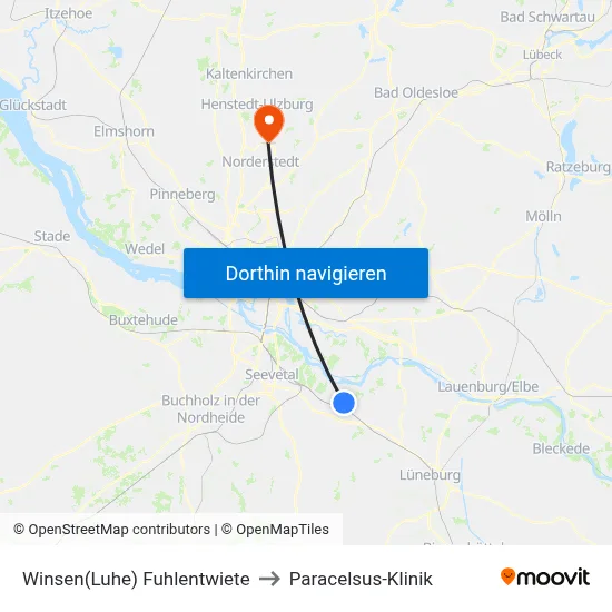Winsen(Luhe) Fuhlentwiete to Paracelsus-Klinik map