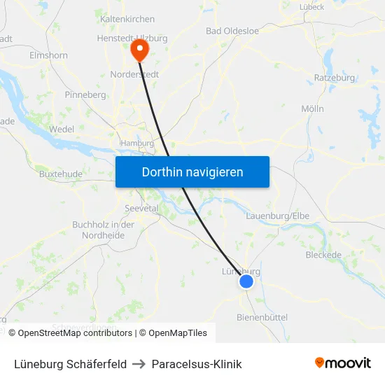 Lüneburg Schäferfeld to Paracelsus-Klinik map
