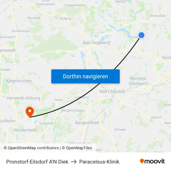 Pronstorf-Eilsdorf A'N Diek to Paracelsus-Klinik map