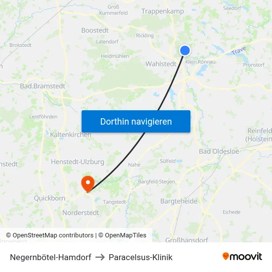 Negernbötel-Hamdorf to Paracelsus-Klinik map