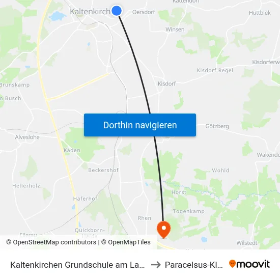 Kaltenkirchen Grundschule am Lakweg to Paracelsus-Klinik map