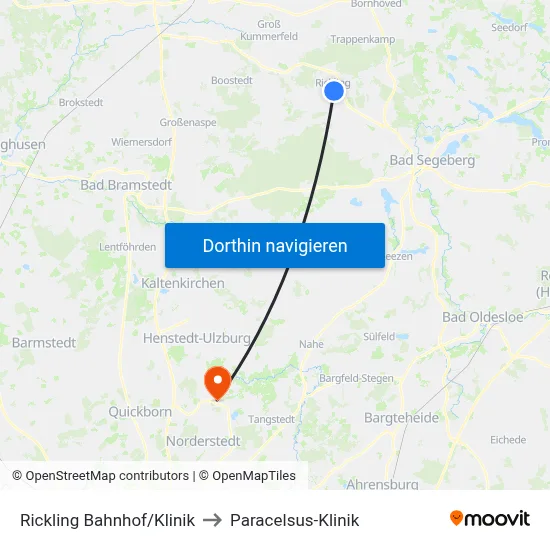 Rickling Bahnhof/Klinik to Paracelsus-Klinik map