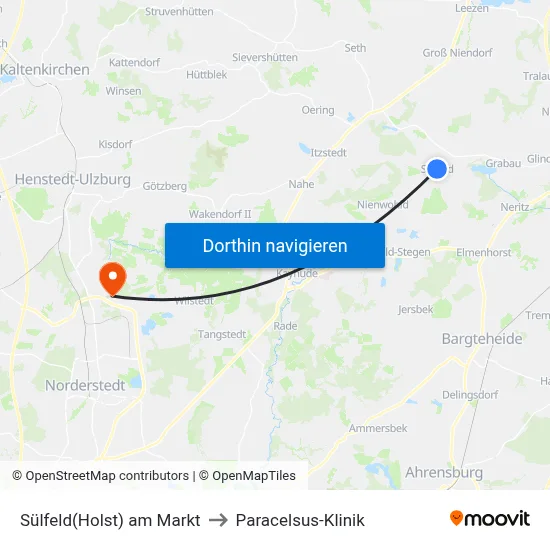 Sülfeld(Holst) am Markt to Paracelsus-Klinik map