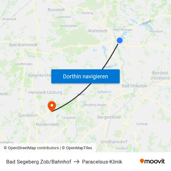 Bad Segeberg Zob/Bahnhof to Paracelsus-Klinik map