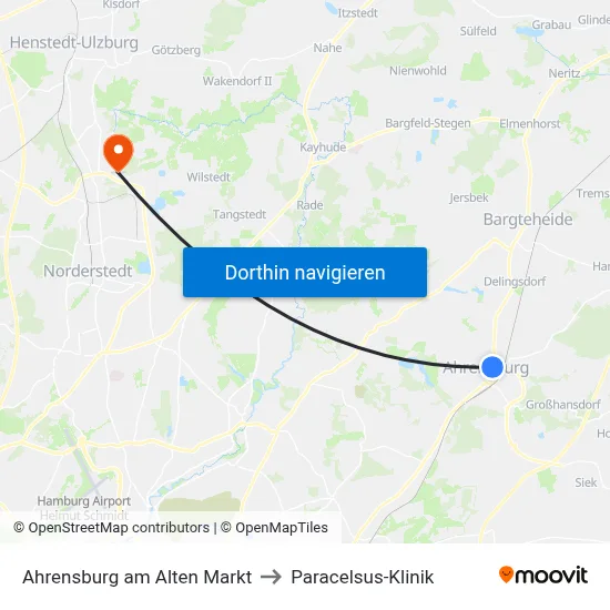 Ahrensburg am Alten Markt to Paracelsus-Klinik map