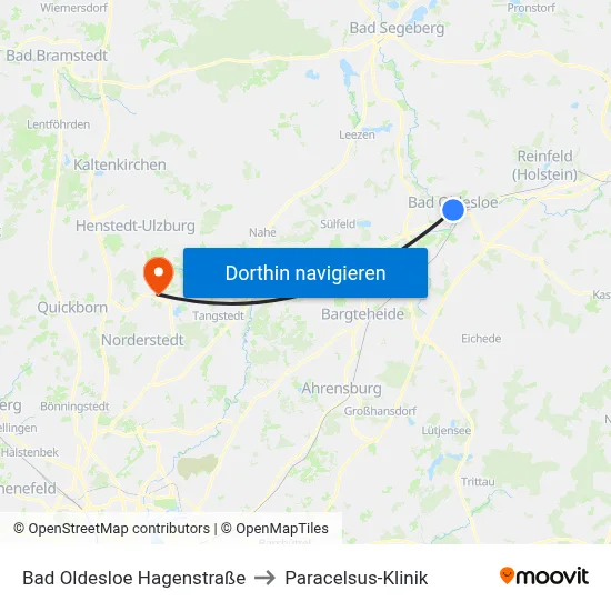 Bad Oldesloe Hagenstraße to Paracelsus-Klinik map