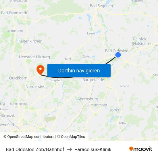 Bad Oldesloe Zob/Bahnhof to Paracelsus-Klinik map