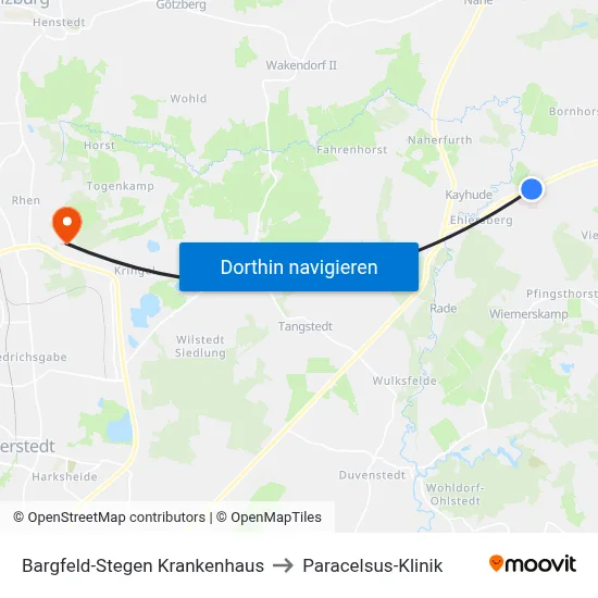 Bargfeld-Stegen Krankenhaus to Paracelsus-Klinik map