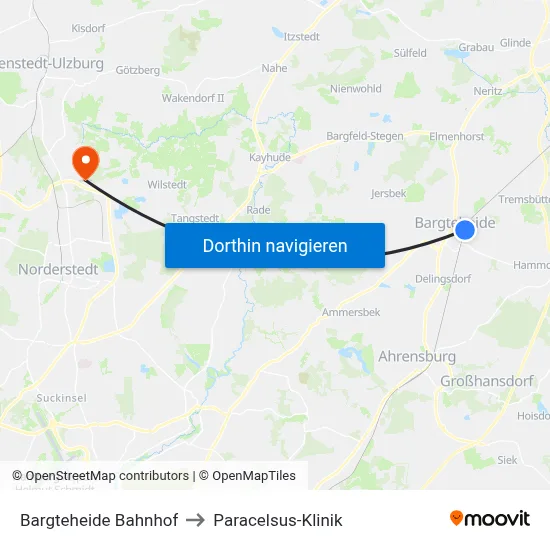 Bargteheide Bahnhof to Paracelsus-Klinik map