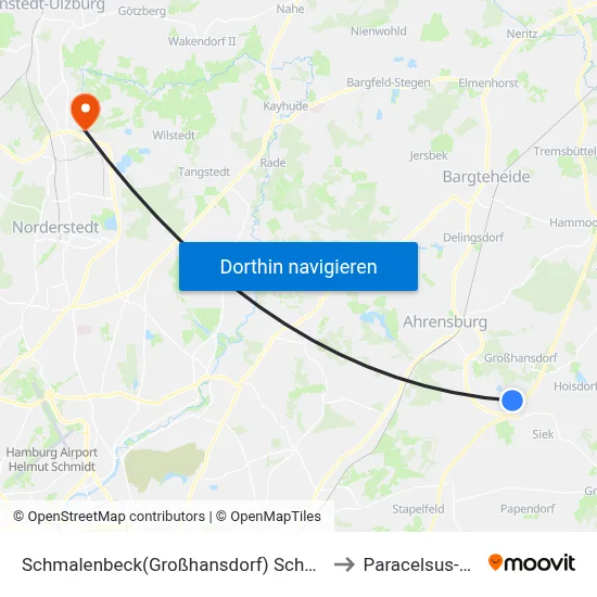 Schmalenbeck(Großhansdorf) Schulzentrum to Paracelsus-Klinik map
