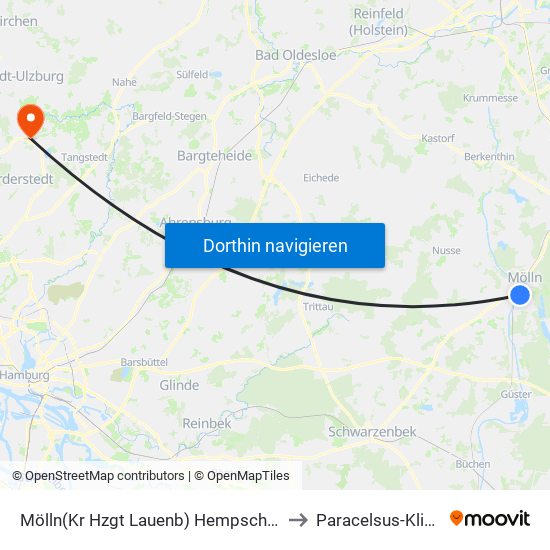 Mölln(Kr Hzgt Lauenb) Hempschört to Paracelsus-Klinik map