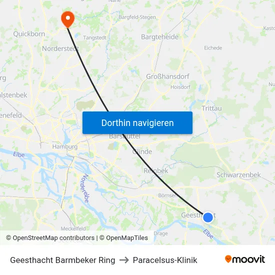 Geesthacht Barmbeker Ring to Paracelsus-Klinik map