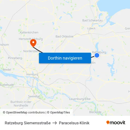 Ratzeburg Siemensstraße to Paracelsus-Klinik map