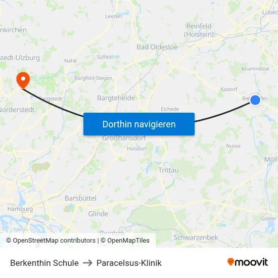 Berkenthin Schule to Paracelsus-Klinik map