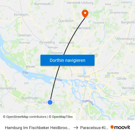Hamburg Im Fischbeker Heidbrook (Ost) to Paracelsus-Klinik map