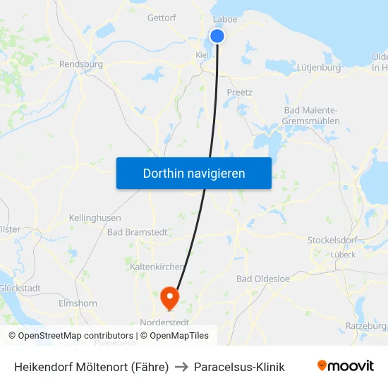 Heikendorf Möltenort (Fähre) to Paracelsus-Klinik map