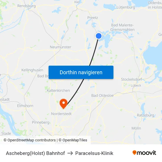 Ascheberg(Holst) Bahnhof to Paracelsus-Klinik map