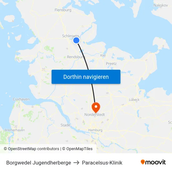 Borgwedel Jugendherberge to Paracelsus-Klinik map