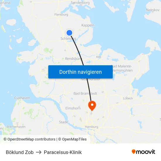 Böklund Zob to Paracelsus-Klinik map