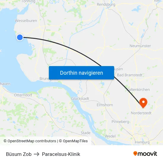 Büsum Zob to Paracelsus-Klinik map