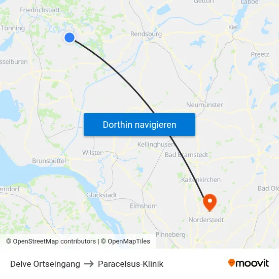 Delve Ortseingang to Paracelsus-Klinik map