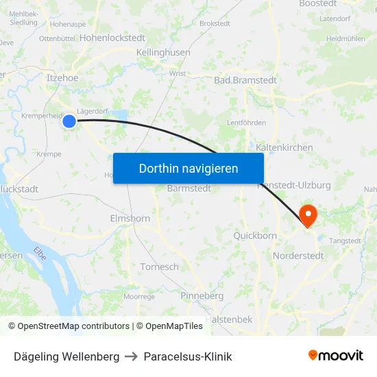 Dägeling Wellenberg to Paracelsus-Klinik map