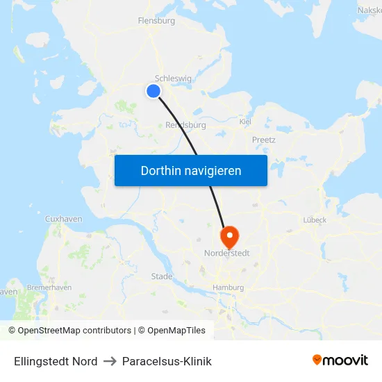 Ellingstedt Nord to Paracelsus-Klinik map