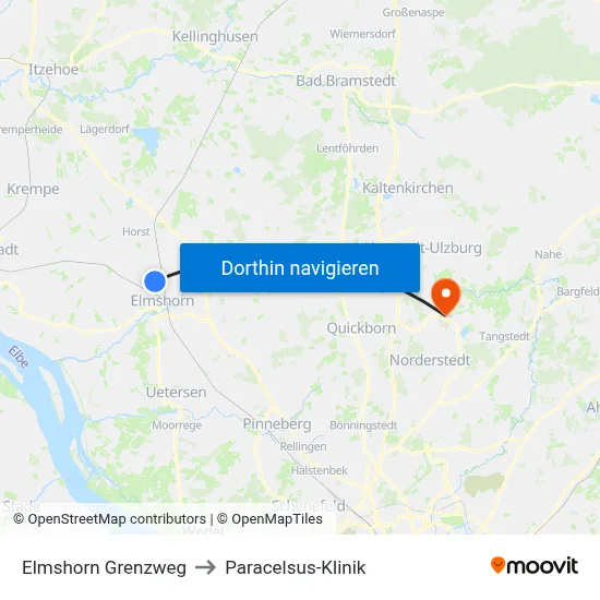 Elmshorn Grenzweg to Paracelsus-Klinik map