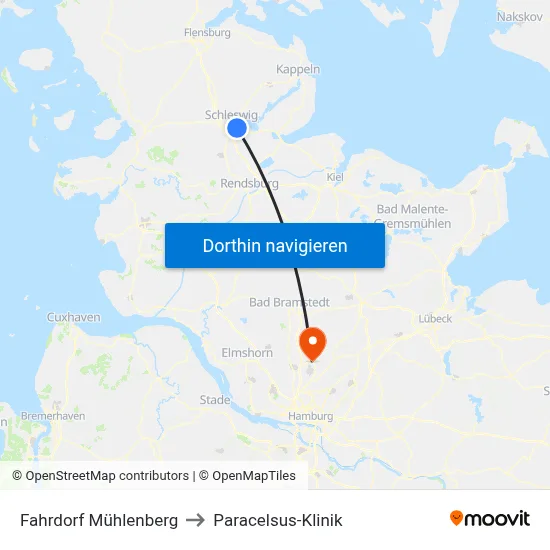 Fahrdorf Mühlenberg to Paracelsus-Klinik map