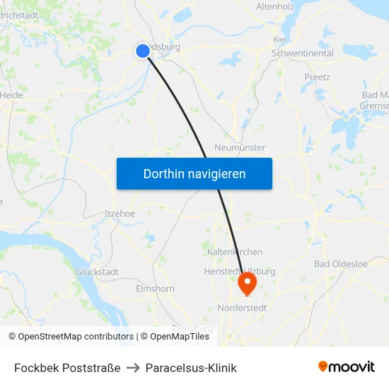 Fockbek Poststraße to Paracelsus-Klinik map