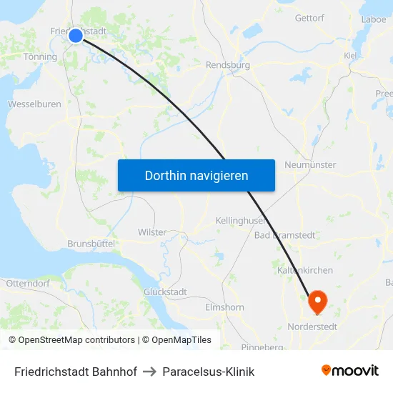 Friedrichstadt Bahnhof to Paracelsus-Klinik map