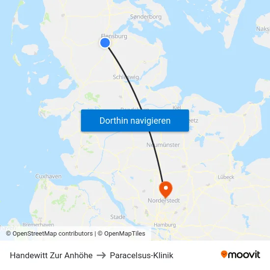 Handewitt Zur Anhöhe to Paracelsus-Klinik map