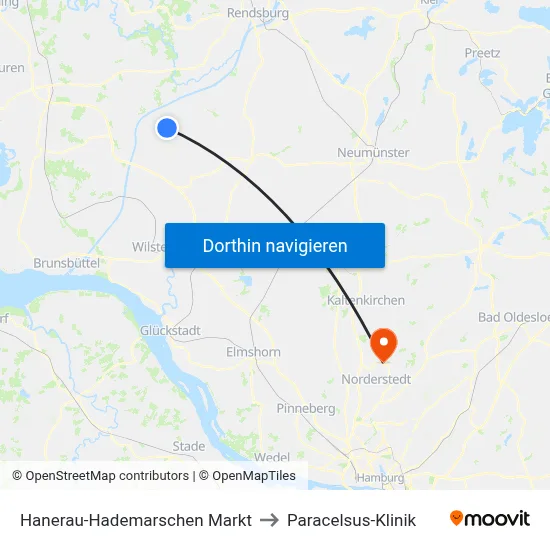 Hanerau-Hademarschen Markt to Paracelsus-Klinik map