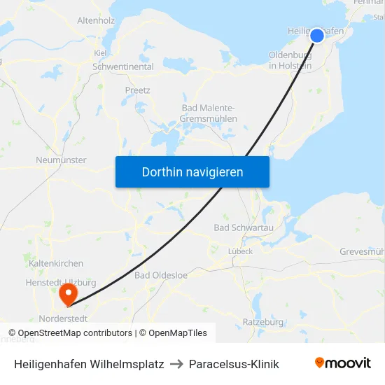 Heiligenhafen Wilhelmsplatz to Paracelsus-Klinik map