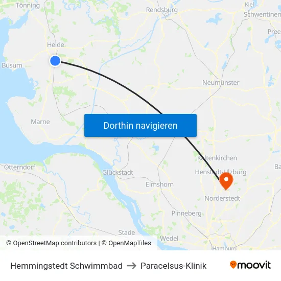 Hemmingstedt Schwimmbad to Paracelsus-Klinik map