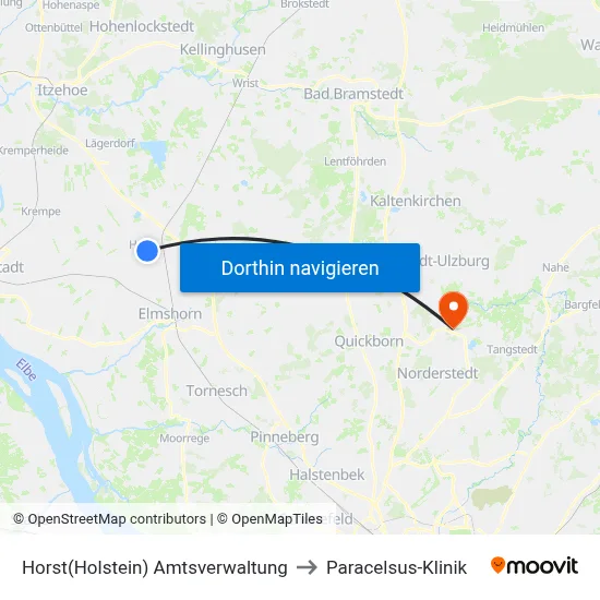 Horst(Holstein) Amtsverwaltung to Paracelsus-Klinik map