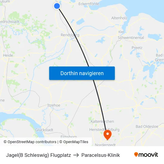 Jagel(B Schleswig) Flugplatz to Paracelsus-Klinik map