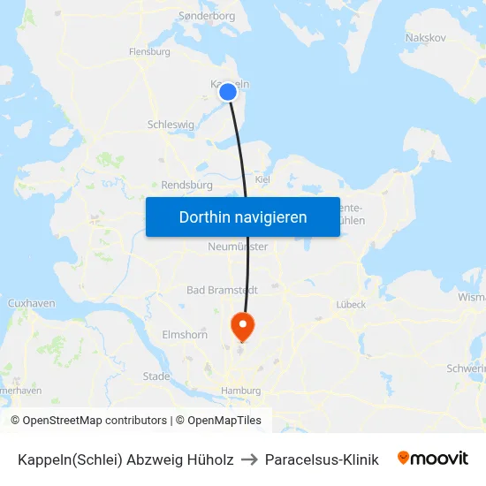 Kappeln(Schlei) Abzweig Hüholz to Paracelsus-Klinik map