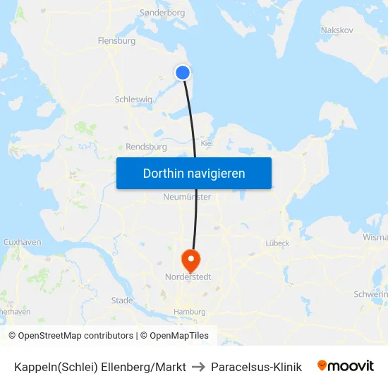 Kappeln(Schlei) Ellenberg/Markt to Paracelsus-Klinik map