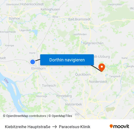 Kiebitzreihe Hauptstraße to Paracelsus-Klinik map