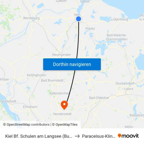 Kiel Bf. Schulen am Langsee (Bus) to Paracelsus-Klinik map