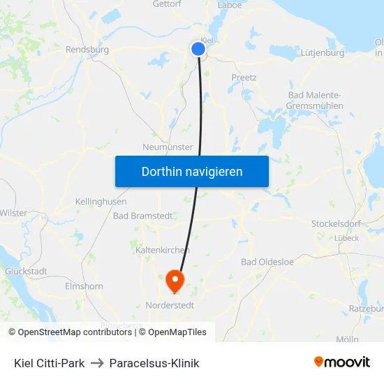 Kiel Citti-Park to Paracelsus-Klinik map