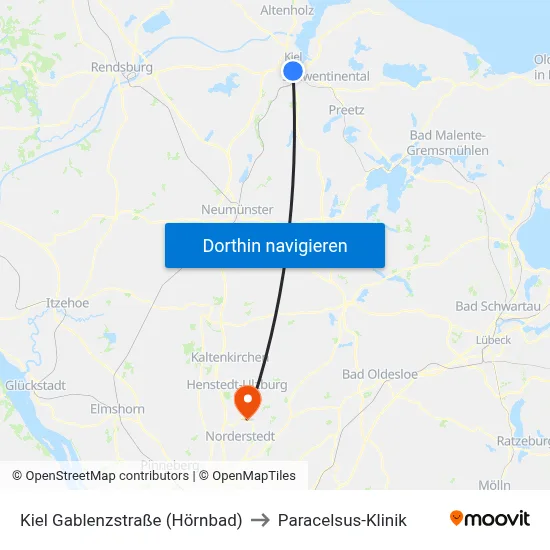 Kiel Gablenzstraße (Hörnbad) to Paracelsus-Klinik map