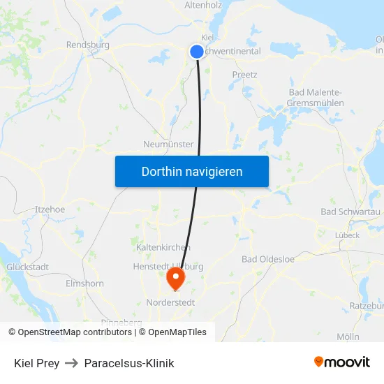 Kiel Prey to Paracelsus-Klinik map